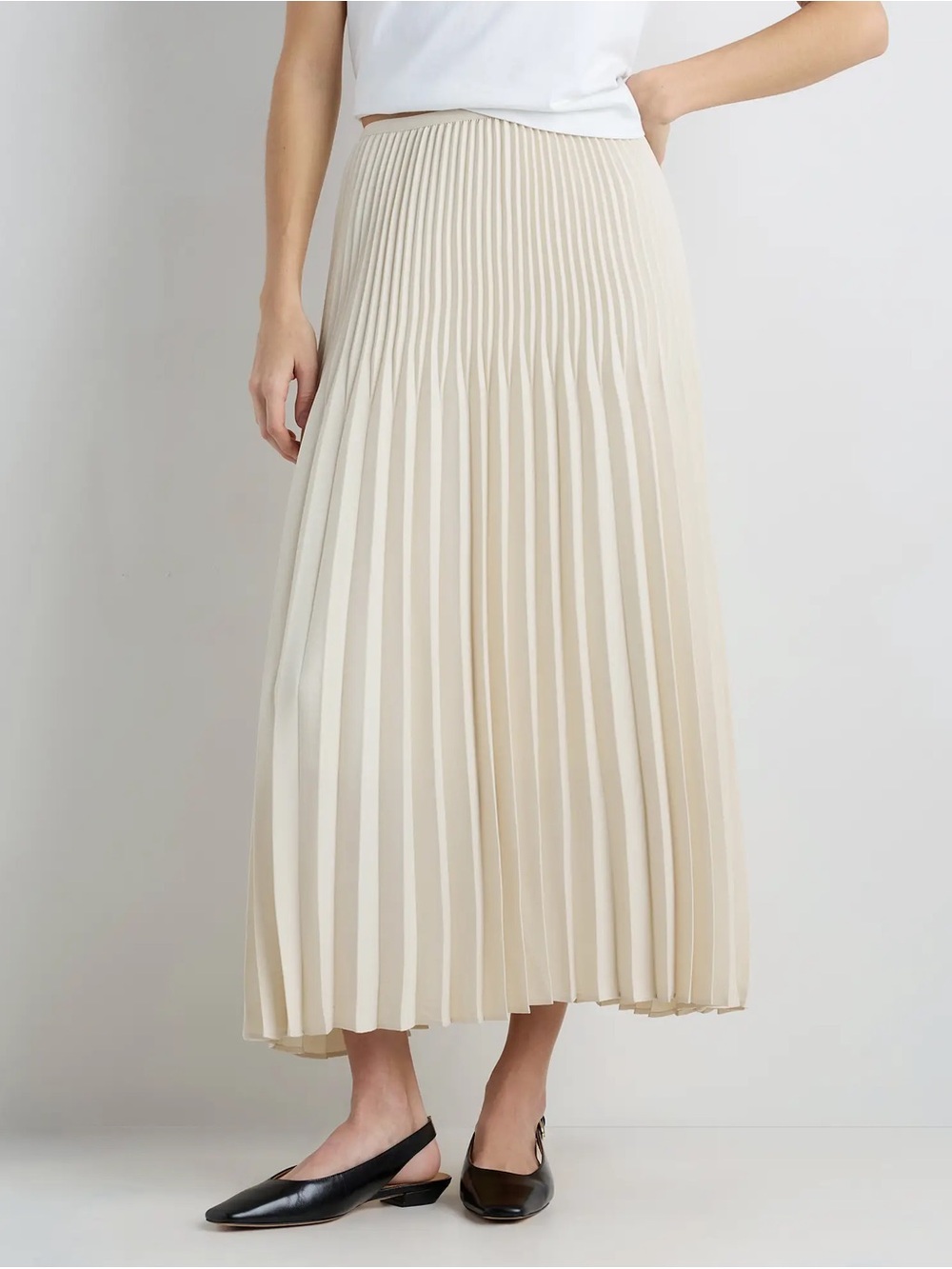 NWT Quince Pleated Matte Pleated Midi Skirt - Picture 2 of 4